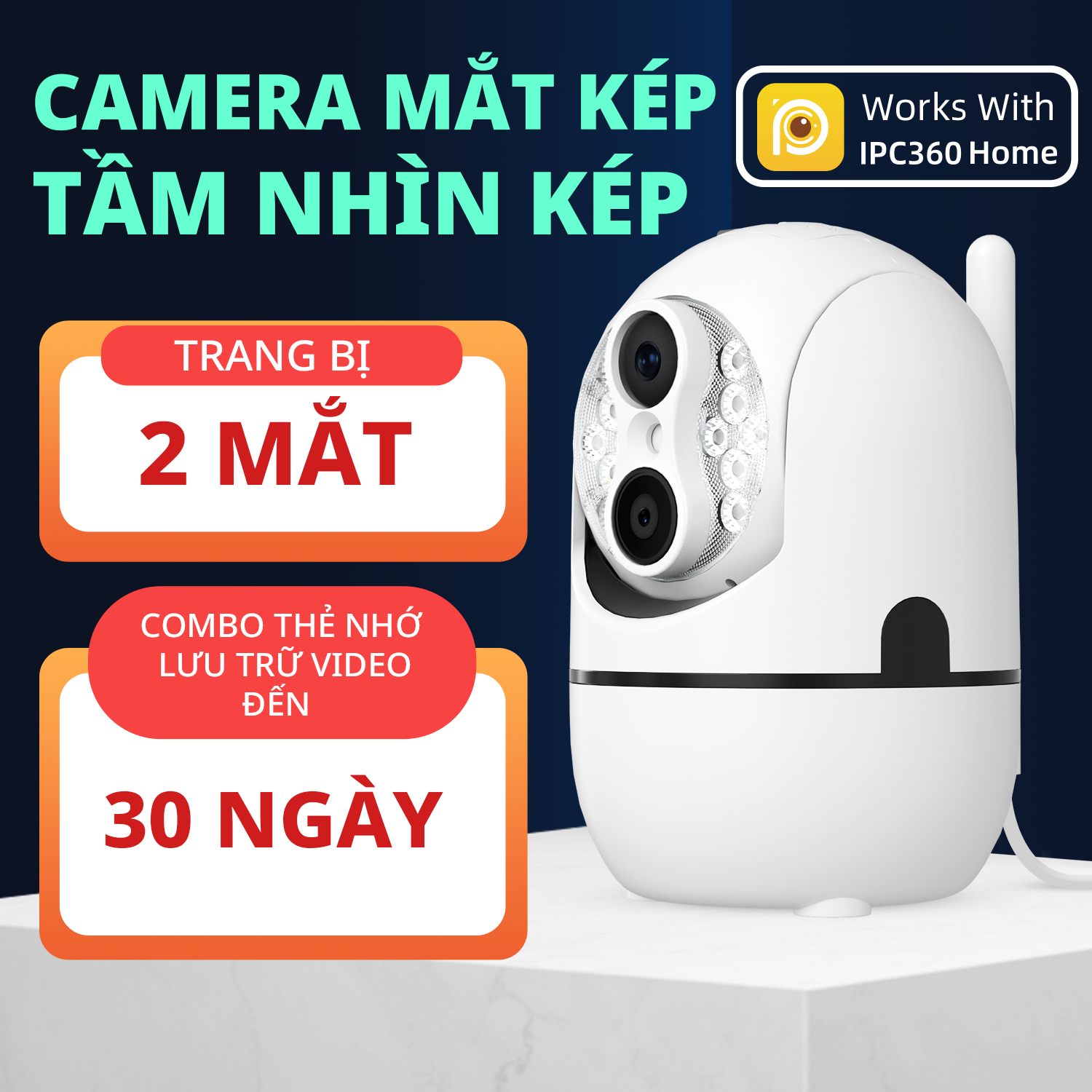 (Giao hoả tốc 2h) Camera Wifi IPC360 Home Minion, chất lượng video 1080p (FHD), xoay 360 độ (Hàng chính hãng)