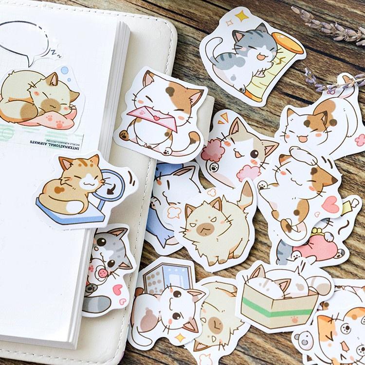 Hình dán sticker cute dễ thương hộp 45 miếng sicker dán sổ laptop ST28