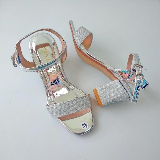 Giày sandal cao gót kim tuyến 5p