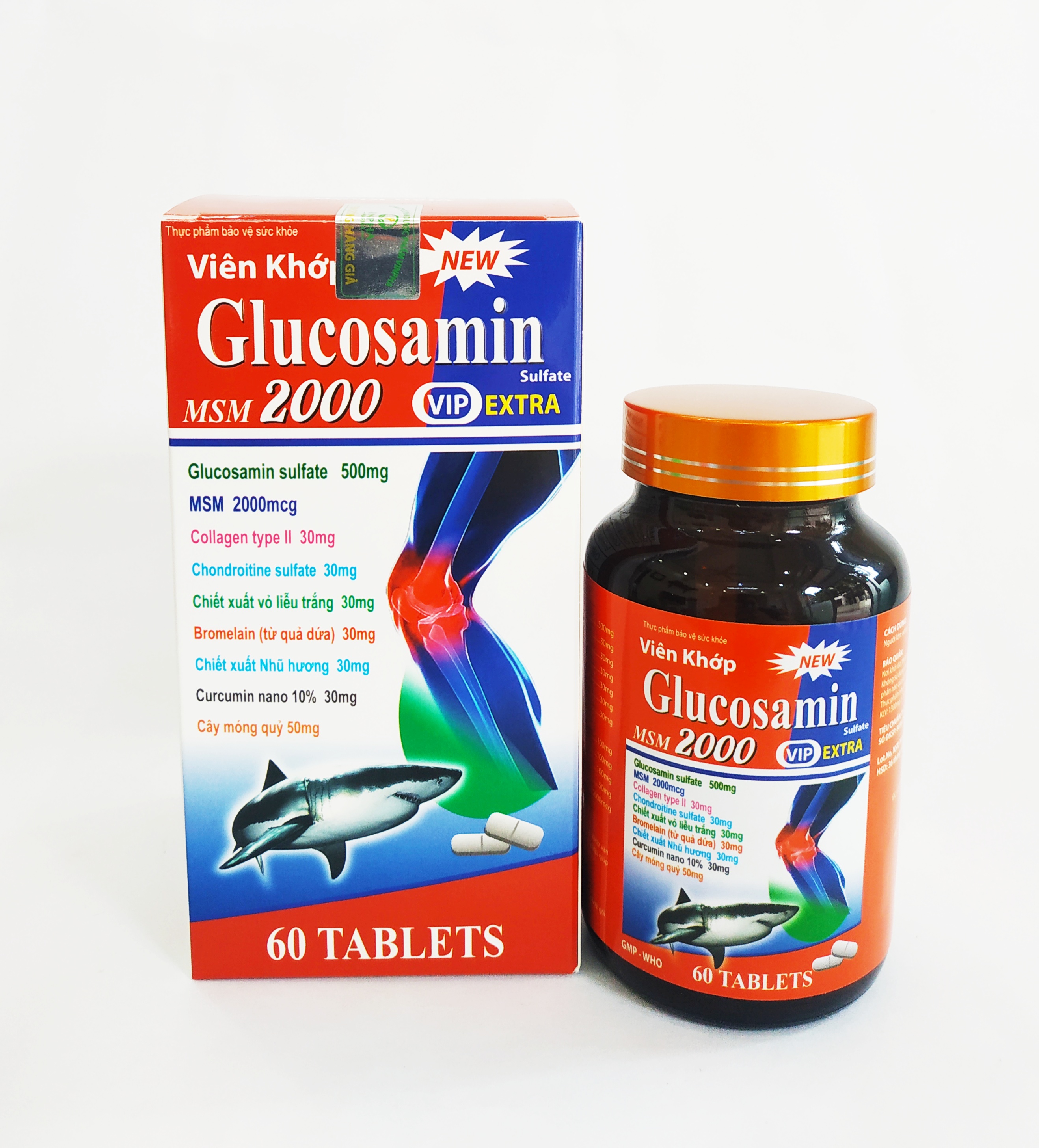VIÊN KHỚP GLUCOSAMIN – GIÚP PHỤC HỒI VÀ GIẢM ĐAU XƯƠNG KHỚP - GIÚP KHỚP HOẠT ĐỘNG LINH HOẠT - BỔ SUNG COLLAGEN TUÝP 2, CHIẾT XUẤT TỪ VỎ LIỄU TRẮNG VÀ CÂY MÓNG QUỶ, - SCHIFF GLUCOSAMINE – LỌ 60 VIÊN