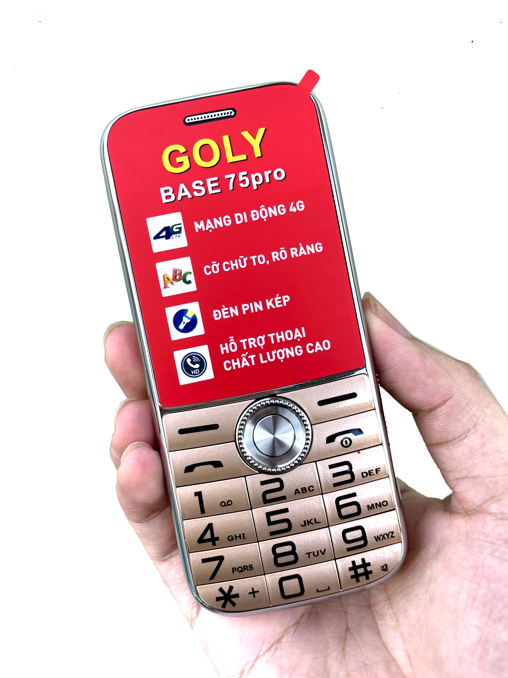 Điện thoại Goly Base 75 Pro 4G LTE ,Pin khủng ,Màn hình lớn ,mạng 4G- Hàng chính hãng