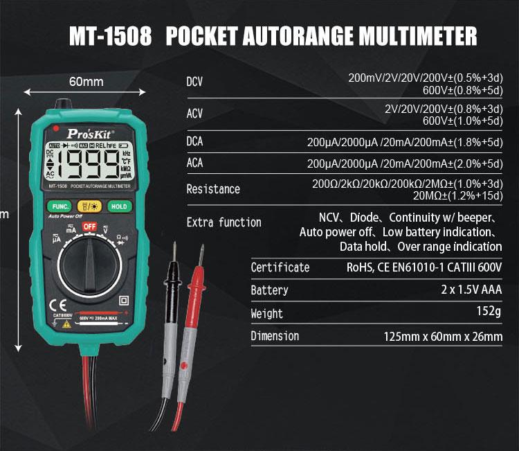 Đồng hồ đo Pro'skit MT-1508