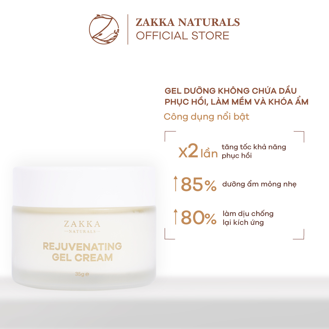 Gel Kem Dưỡng B5 Zakka Naturals Phục Hồi, Tái Tạo Da Lành Tính Rejuvenating Herbal Oil Free Gel Cream 35g