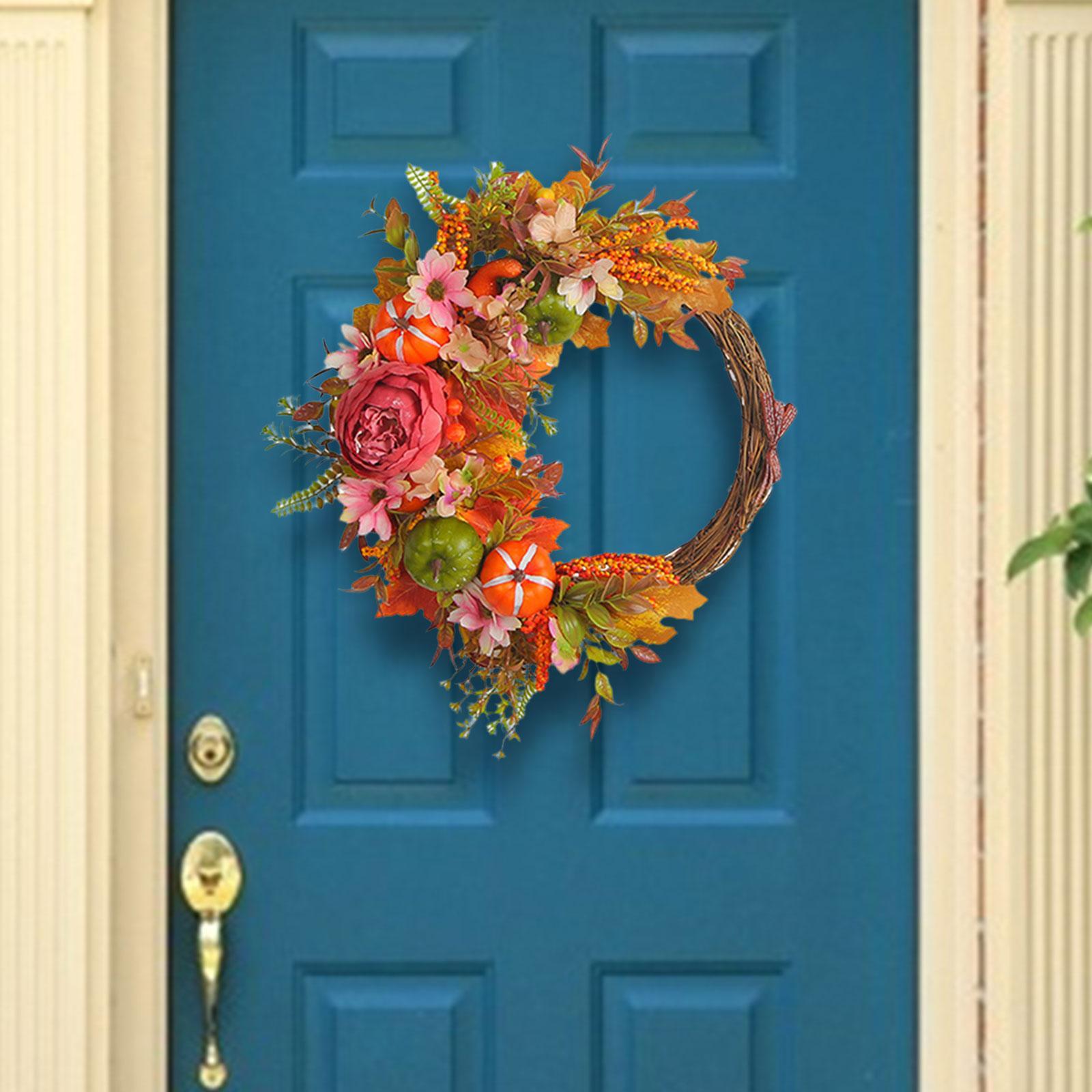 Front Door Fall Wreath Artificial Garland Flower Party Autumn Harvest Wreath