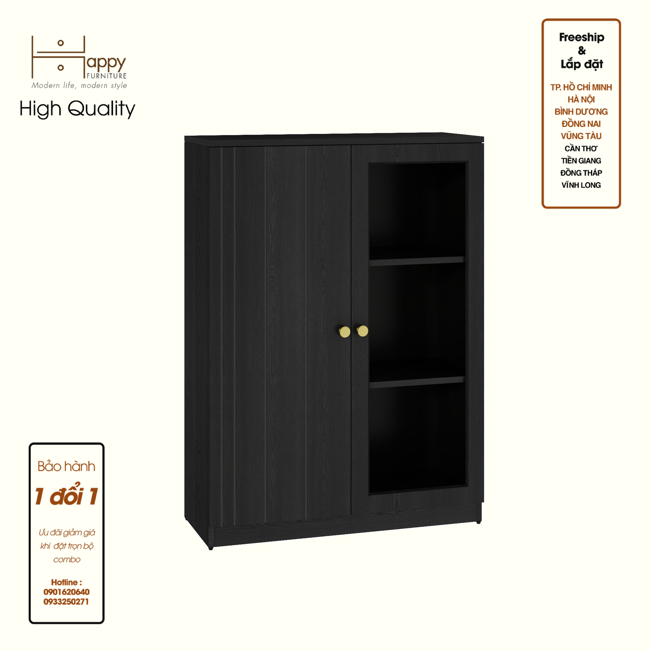 JOVIE, Tủ lưu trữ cửa kính 2 cánh mở , 80cm x 32cm x 110cm , TCM_164