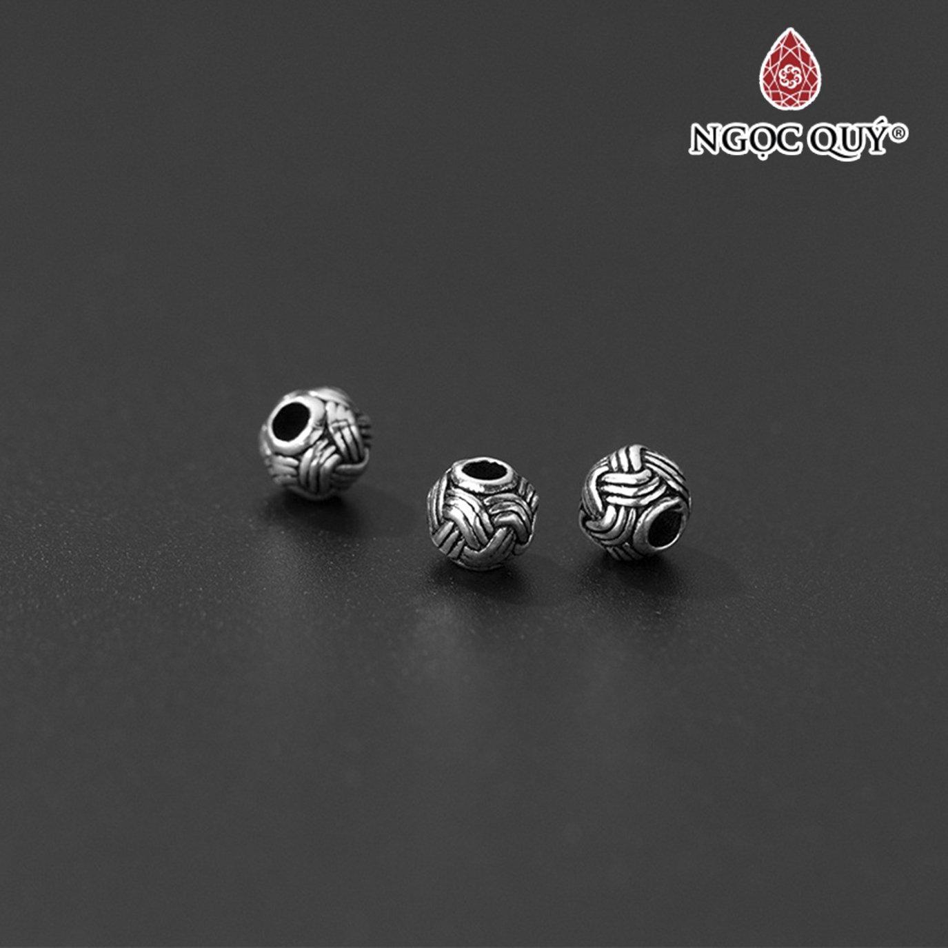 Charm bạc hình cầu mây xỏ ngang - Ngọc Quý Gemstones