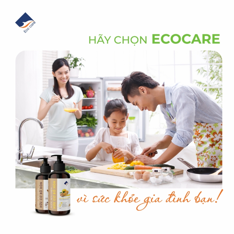 Nước rửa chén hữu cơ Bồ hòn Ecocare - 100% thực vật, không hóa chất, tinh dầu khử mùi, chăm sóc da tay, tiết kiệm nước 30% - Chai 2000ml