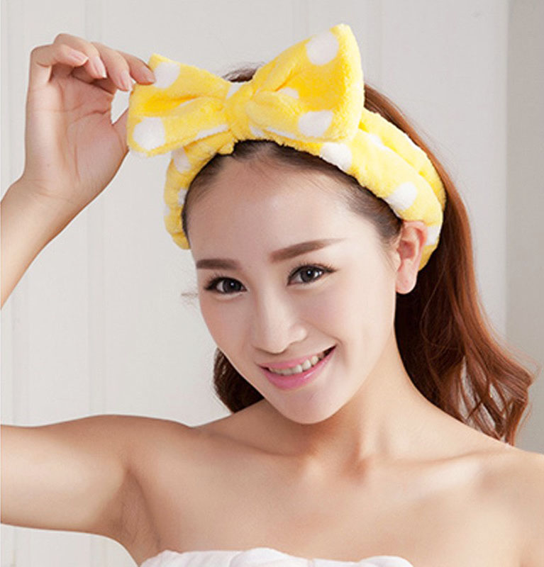 Băng đô nơ chấm bi, băng đô turban rửa mặt trang điểm kiểu dáng cute BD28