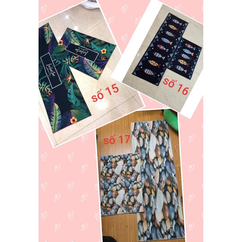 Bộ Thảm Bếp Nỉ Cotton Thấm Hút - Đế Cao Su Mềm