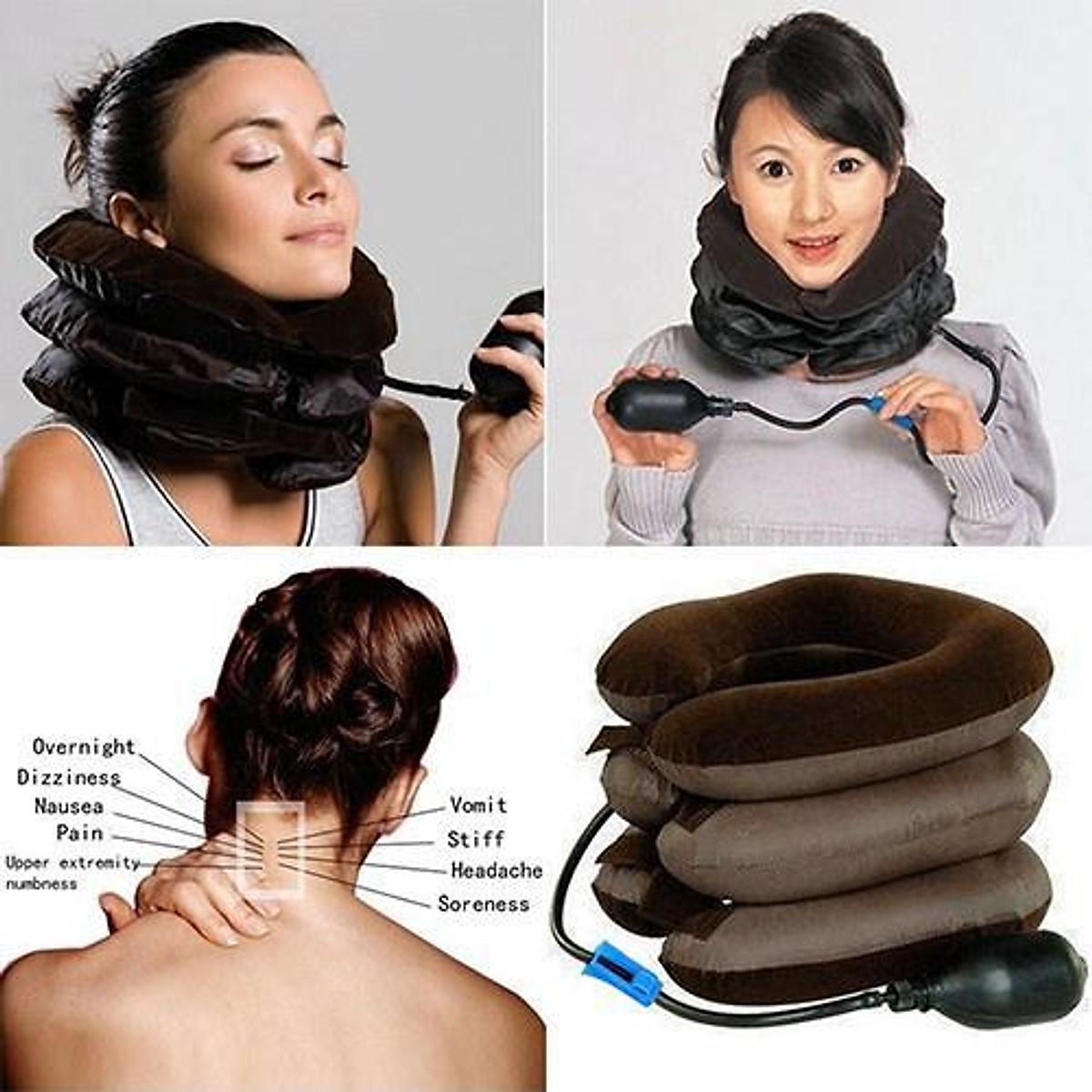 Gối Bơm Hơi Kéo Giãn Đốt Sống Cổ 3 Tầng Hỗ Trợ Giảm Đau, Ngăn Ngừa Thoái Hóa Đốt Sống Cổ Tăng Cường Tuần Hoàn Máu