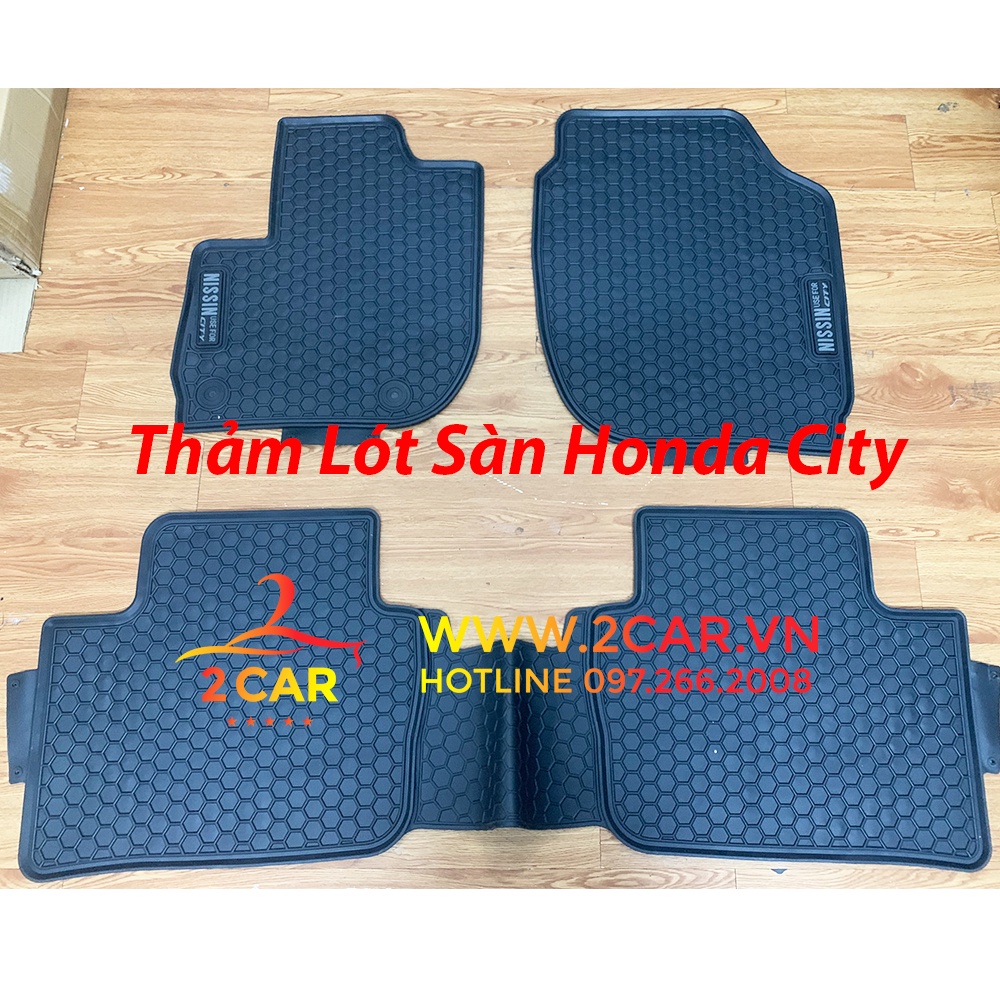 Thảm Lót sàn City 2021, 2022 Thảm sàn Honda City 2021, 2022 Cao su đúc theo xe cao cấp, Mẫu Mới Nissin tổ ong chữ trắng