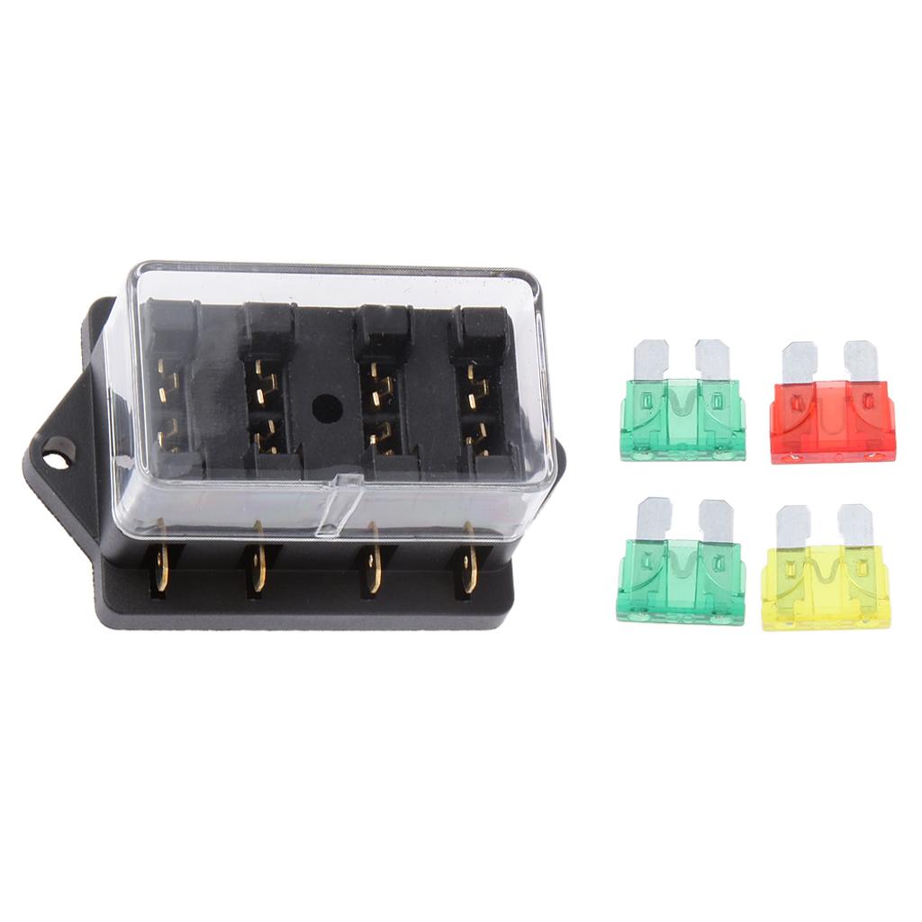 Fuse Holder Box Block 4 Way Car Auto Boat Circuit with 4 Fuse 12V /24V