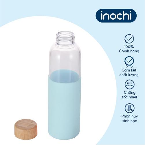 Bình nước thuỷ tinh bọc silicon Inochi - Nikko 550 ml