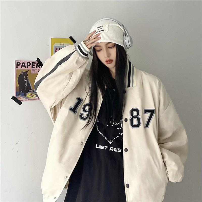 Áo Khoác Bomber 1987 Nam Nữ Unisex Form Rộng Ulzzang