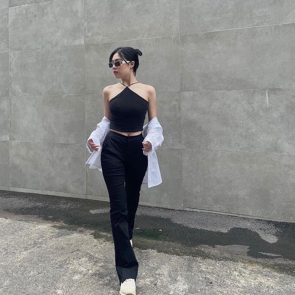 Áo Croptop Yếm 2 Dây Sợi Bún Gân Tăm Dáng Ôm Thon Gọn Mềm Mịn Carrotxinhdep