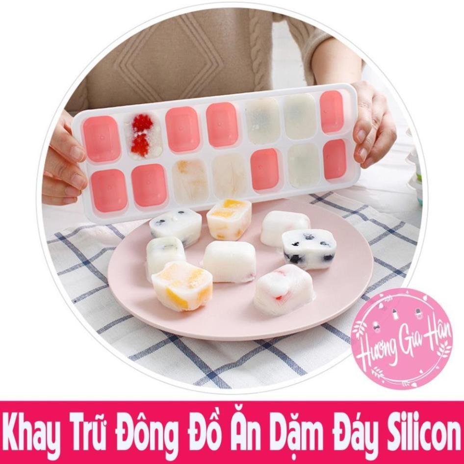 Khay Trữ Đông, Bảo Quản Đồ Ăn Dặm, Khay Làm Đá Đế Silicon Có Nắp Đậy An Toàn Tiện Dụng