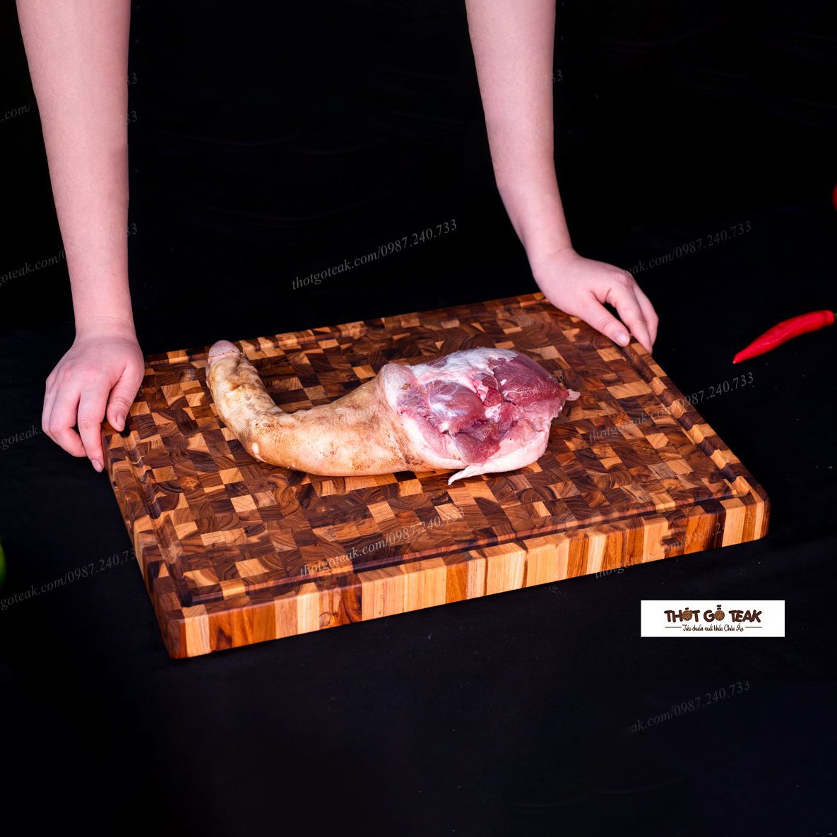 Thớt Gỗ Teak Cao Cấp - Chặt thái, Trang Trí - 51x38x3,8cm - DC06 | HTX DAO PHÚC SEN