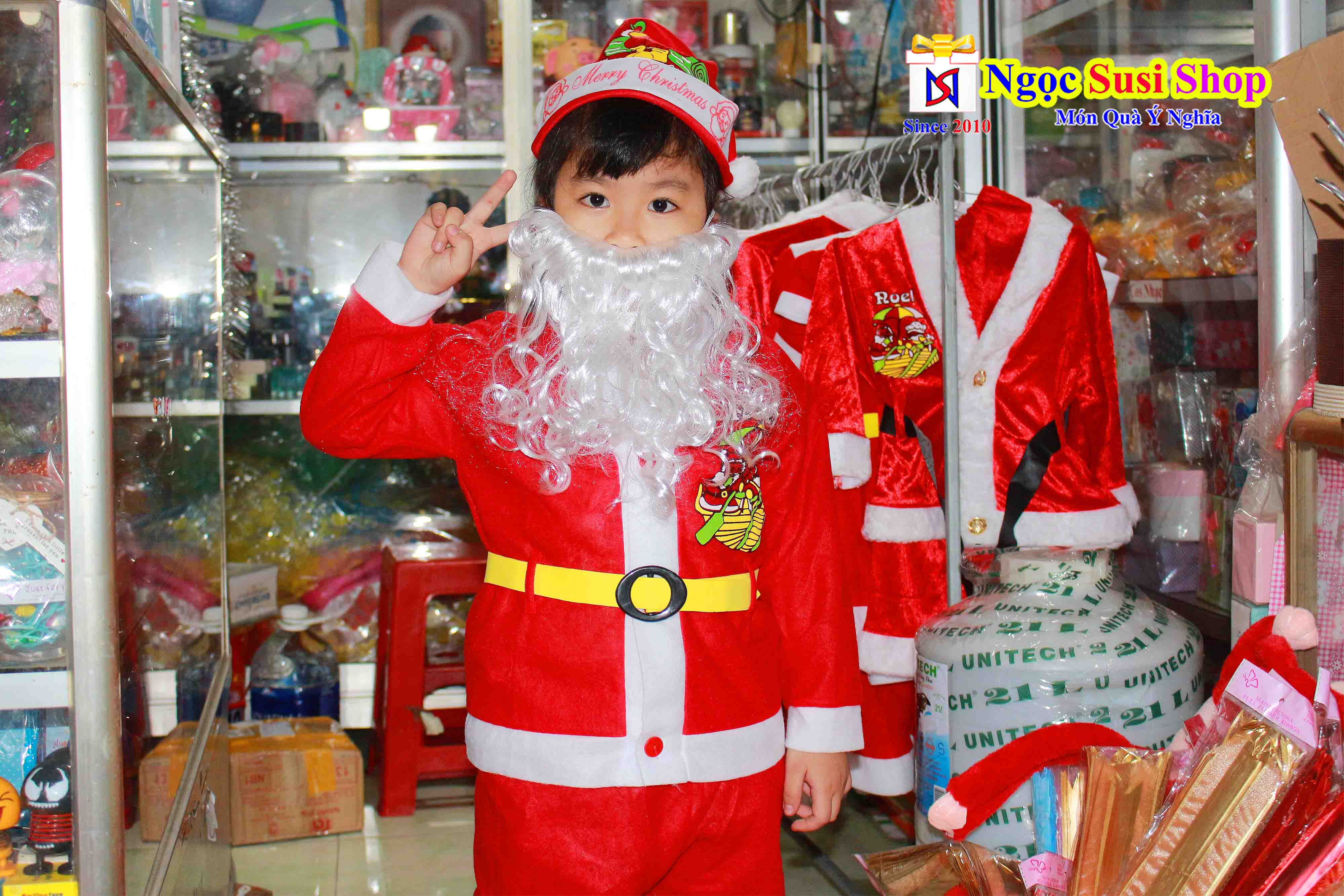 BỘ ĐỒ ÔNG GIÀ NOEL GIÁNG SINH CHO BÉ TỪ 1 - 10 TUỔI VẢI NỈ LOẠI TỐT CỰC DỄ THƯƠNG