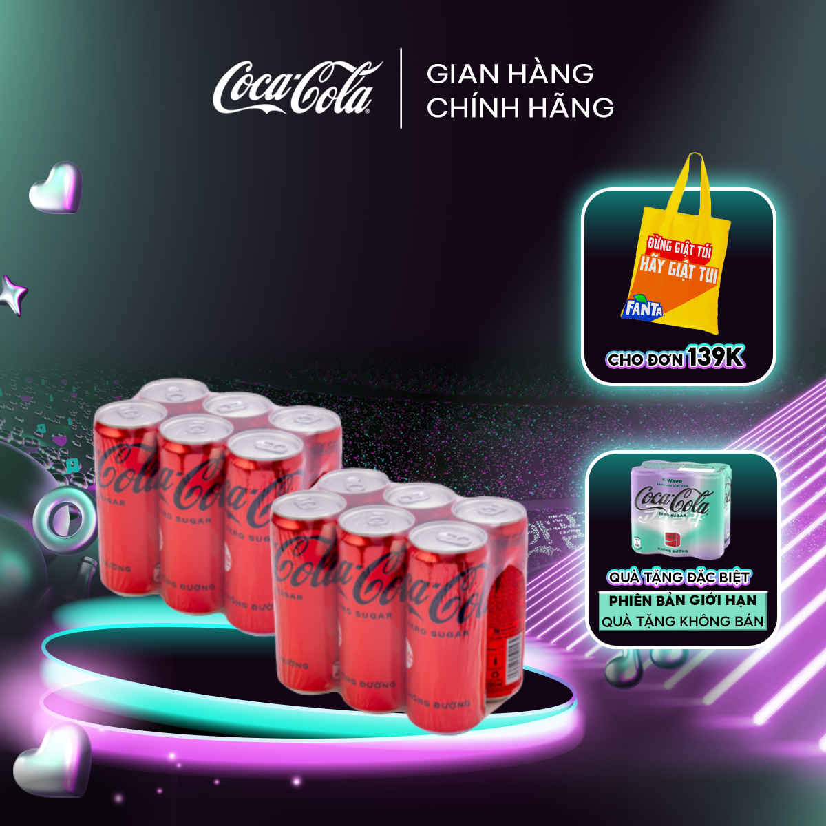 Combo 2 Lốc Nước Giải Khát Không Đường Coca-Cola Zero 320ml/lon Sale 25.07
