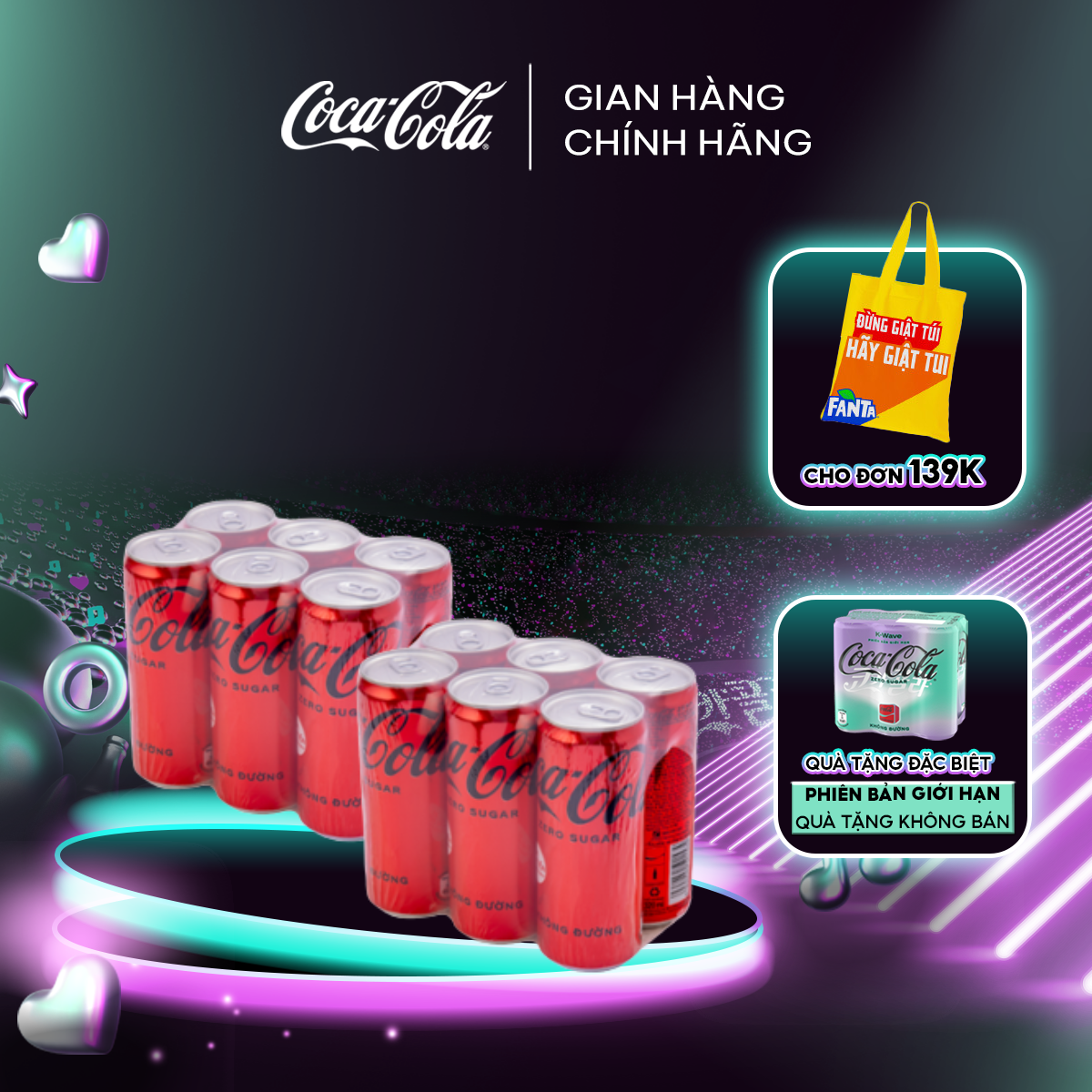 [TẶNG VOUCHER ESTEEM] Combo 2 Lốc Nước Giải Khát Không Đường Coca-Cola Zero 320ml/lon Sale 15.5