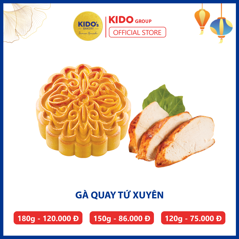 Bánh trung thu Gà Quay Tứ Xuyên 1 trứng KIDO’s Bakery 150g (Tặng kèm hộp cao cấp-2 bánh và 4 bánh)