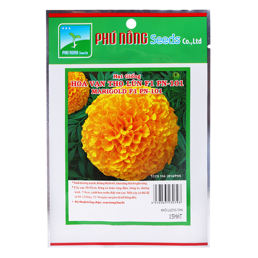 Bộ 2 Gói Hạt Giống Hoa Vạn Thọ Lùn F1 PN 101 Phú Nông