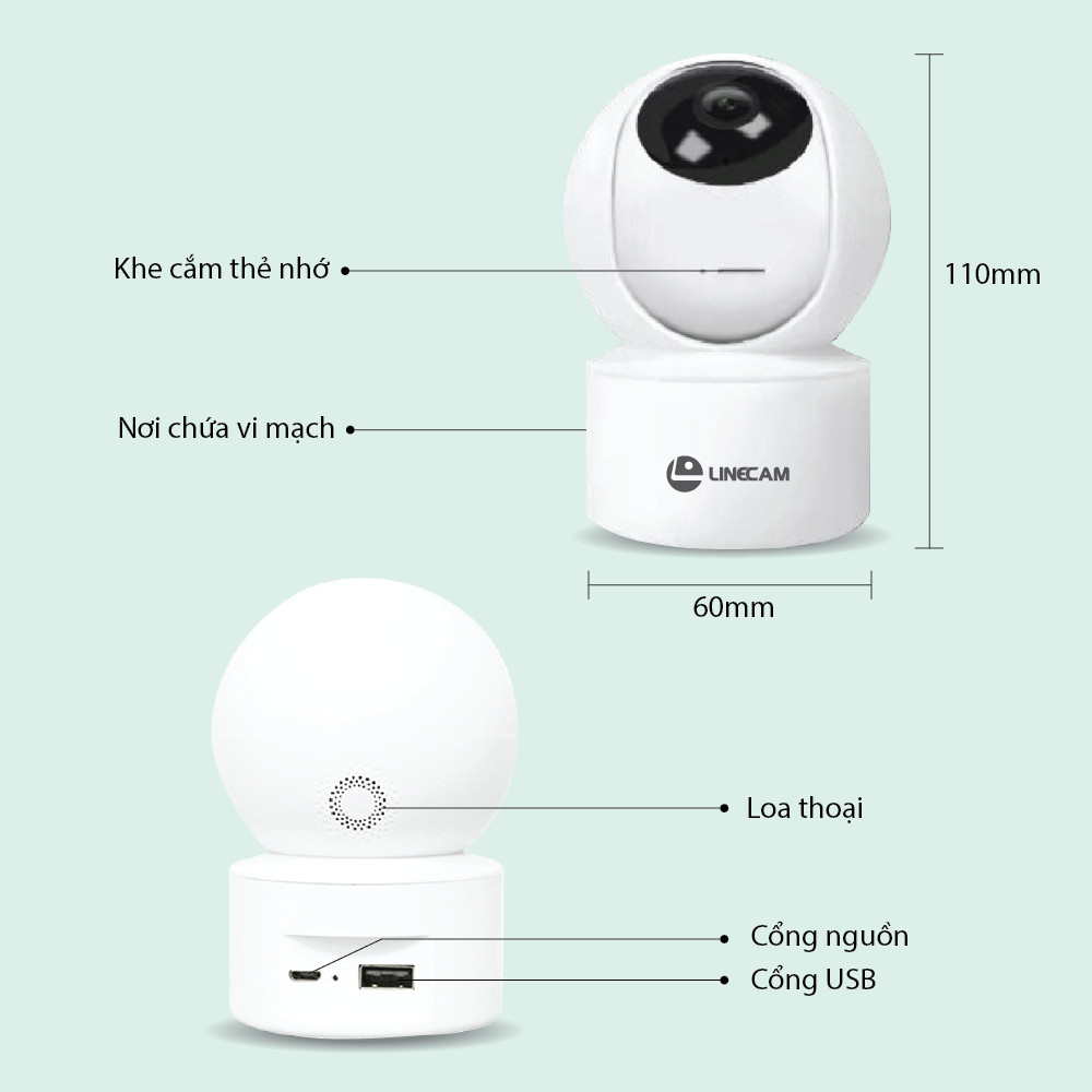 Camera IP Wifi LINECAM H22Z 2.0MP XOAY 360 - Hàng chính hãng