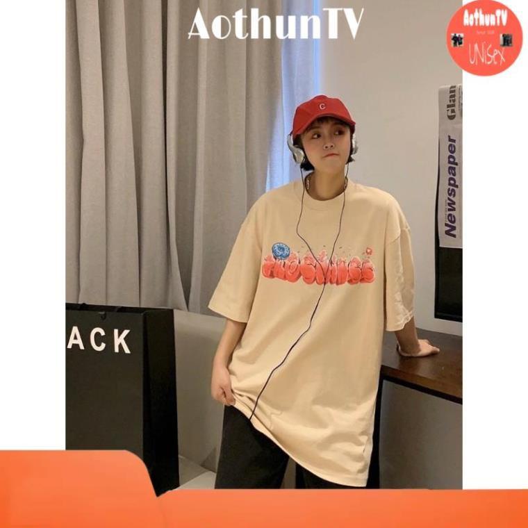 Áo thun tay lỡ, áo phông form rộng chất cotton mát mịn thấm hút mồ hôi in hình CHỮ đẹp