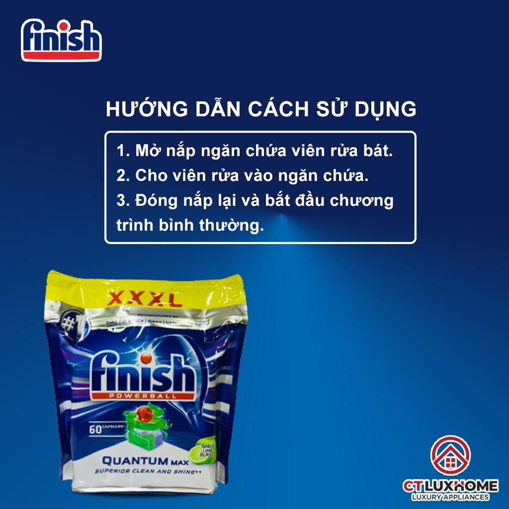 Viên rửa chén bát Finish Quantum Max 60 viên hương táo chanh