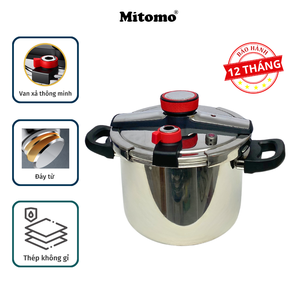 Nồi áp suất inox đáy từ cao cấp Mitomo 304AEU, nấu trên mọi loại bếp - Hàng chính hãng bảo hành 12 tháng