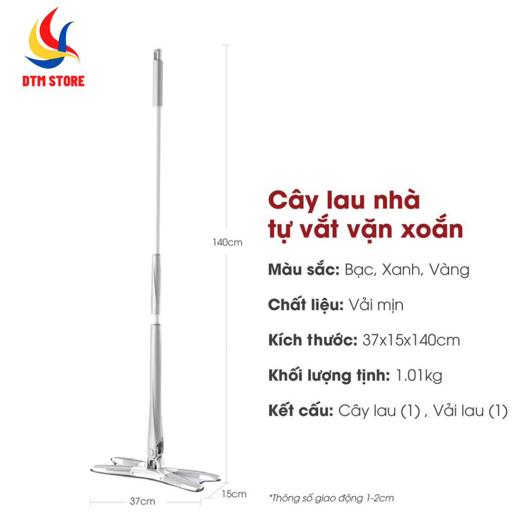 Cây lau nhà tự vắt,chổi lau nhà thông minh BaoAn xoay 360 độ dạng chữ X kèm bàn chải làm sạch và bông lau - Hàng chính hãng