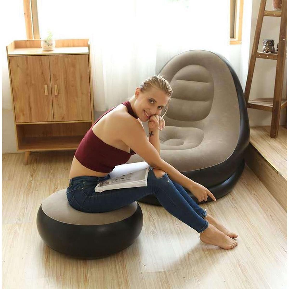 Ghế tựa lưng Sofa kèm ghế đôn bơm hơi