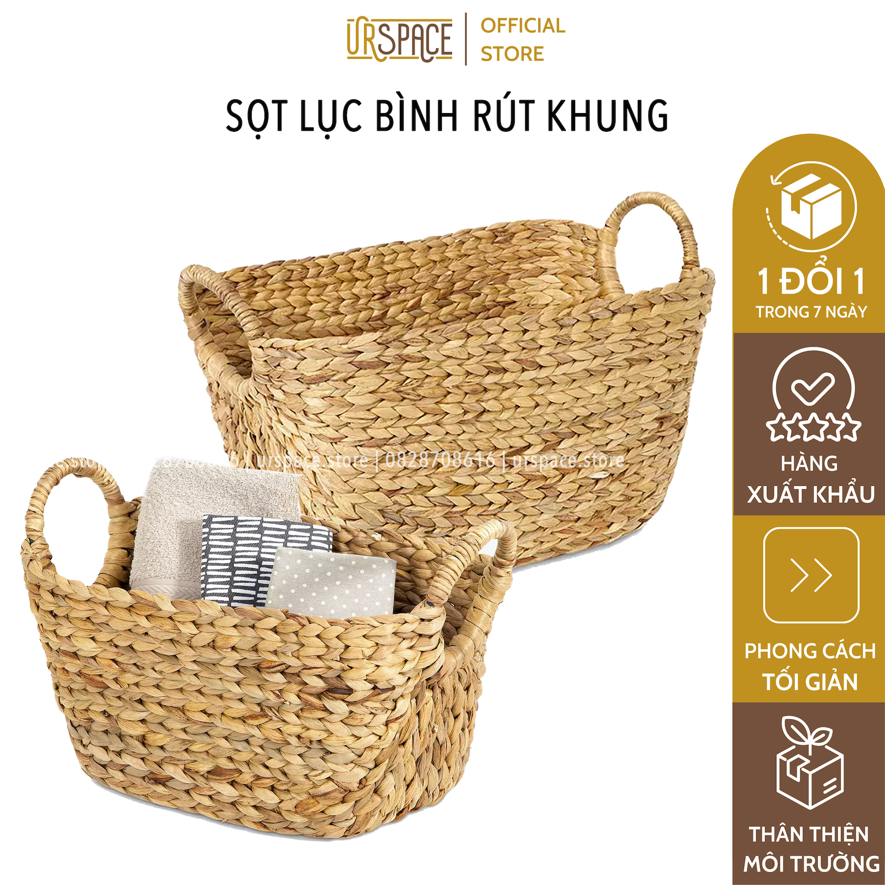 Giỏ lục bình hình thuyền đựng quần áo, sách báo, sắp xếp không gian/ Hand woven hyacinth boat basket with hand