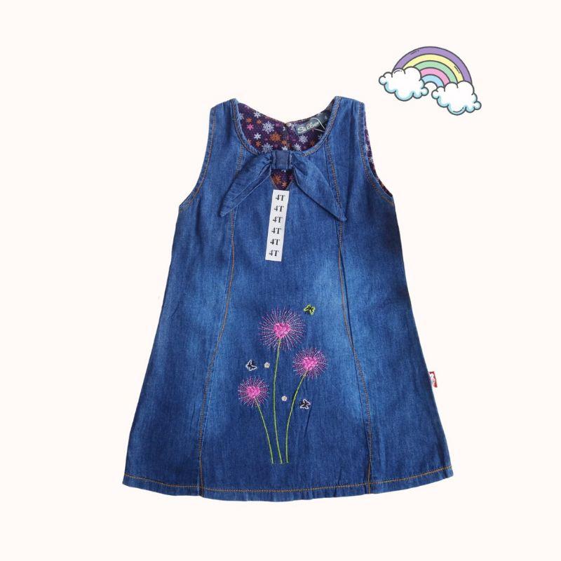 Váy Jean Bé Gái Thêu Hoa 100% cotton 20_23kg