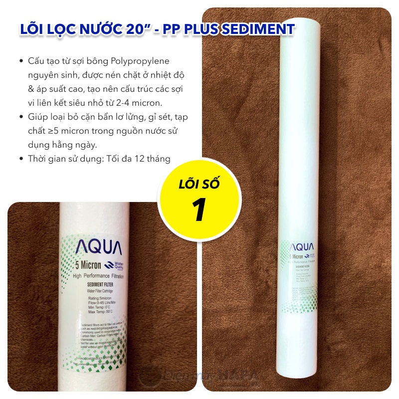 Lõi Lọc PP 20 inch Cao Cấp Plus Sediment 1-5 micron, Bộ Lõi Lọc Thô 123 - Lõi Lọc Số 1 Bán Công Nghiệp 20in - Hàng Chất Lượng - Green Filter, NestCa Dùng Cho Máy RO Karofi Sunhouse Kangaroo Daikiosan Prowatech AquaYaki Aqualife Vithaco ...