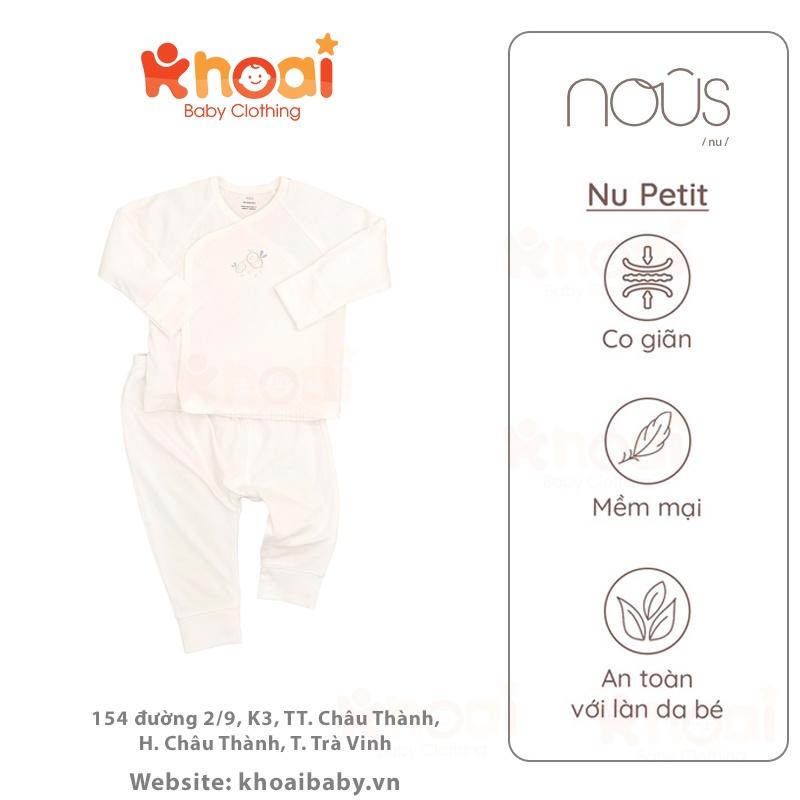 Bộ cài lệch trắng hình con ong Newborn - Chất liệu Nu Petit 95% cotton thiên nhiên