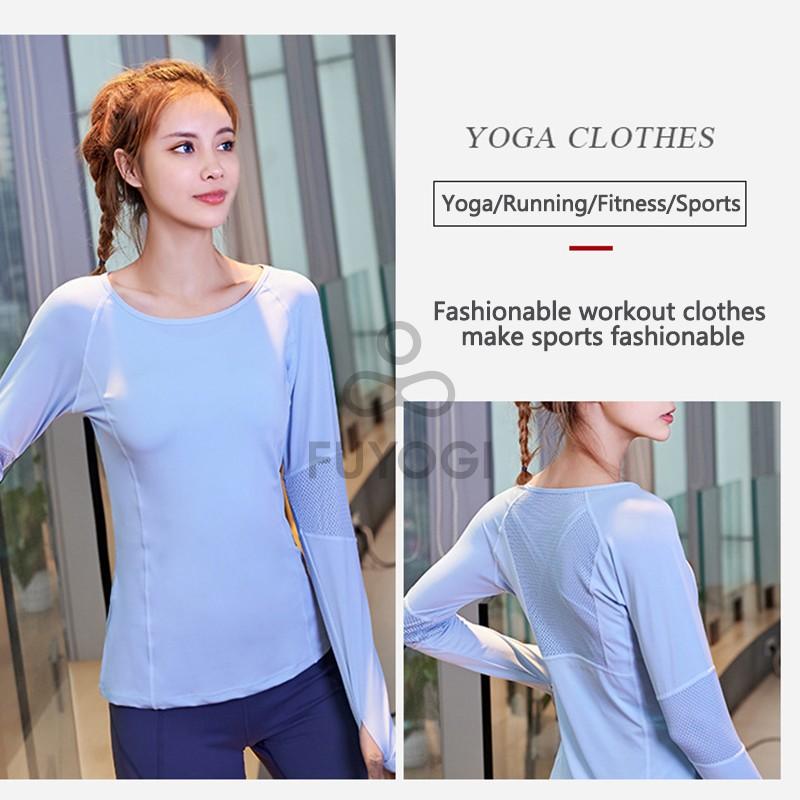 Áo Thun Thể Thao Tay Dài Phối Lưới Thoáng Khí Cho Nữ