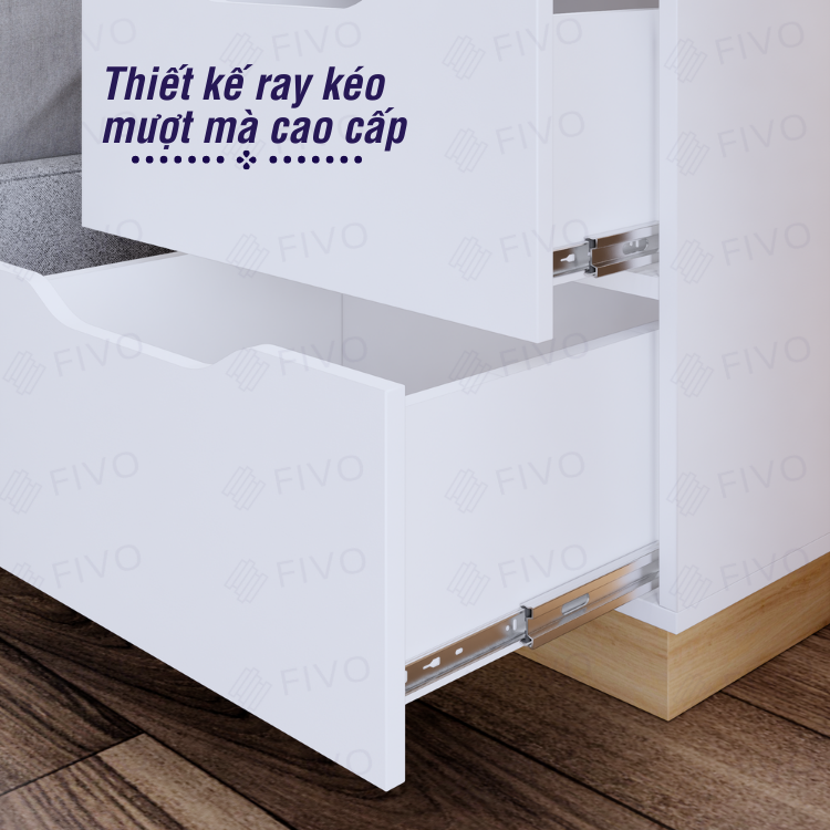 Tủ Đầu Giường Gỗ FIVO FT18 Có Ray Kéo Cao Cấp Thiết Kế Hiện Đại Phù Hợp Với Mọi Không Gian Phòng Ngủ