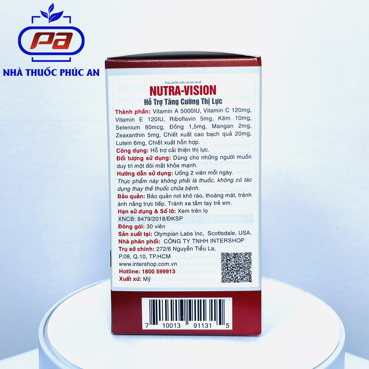 Viên uống bổ mắt, tăng cường thị lực Nutra Vision Olympian Labs Mỹ 30 viên