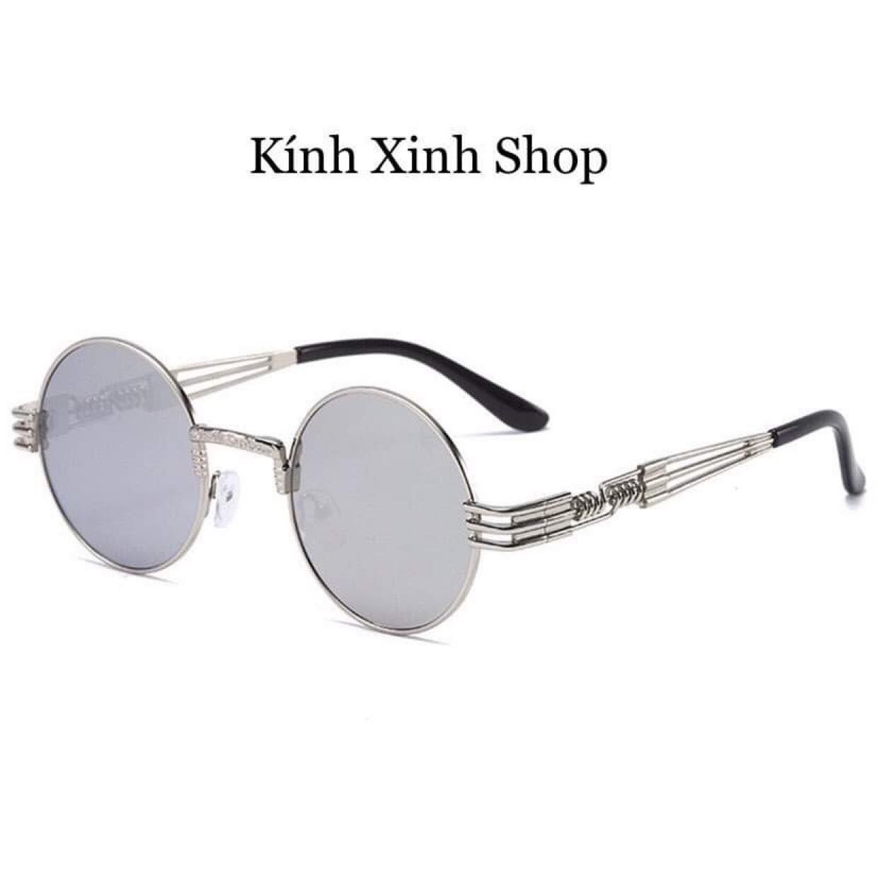 Kính Râm, Kính Mát Nam Nữ Dáng Tròn Kim Loại Hàn Quốc Cao Cấp
