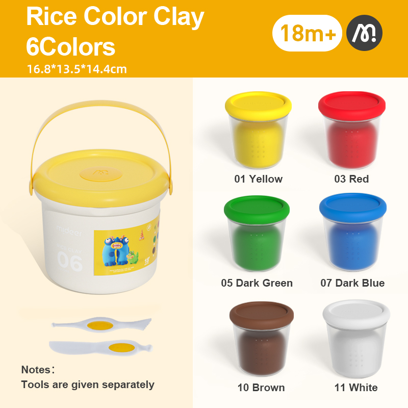 Đất sét, Đất nặn an toàn không dính tay cho bé Mideer Rice Colour Clay, đất sét 12, 6 màu xốp không dính tay