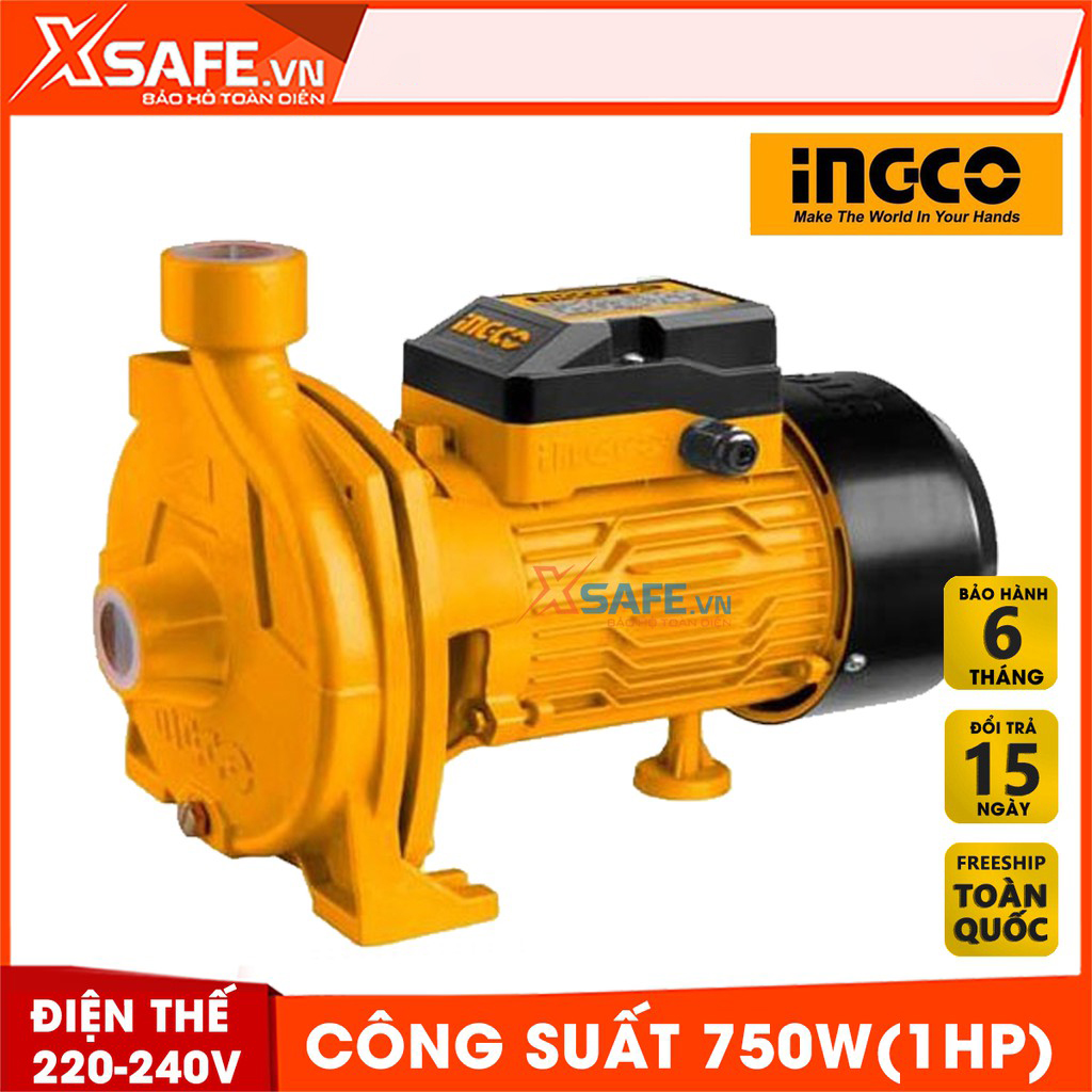 Máy bơm li tâm INGCO CPM7508 công suất 750W - Có chiều cao bơm tối đa 30m, độ hút sâu tối đa 8m - Chính hãng