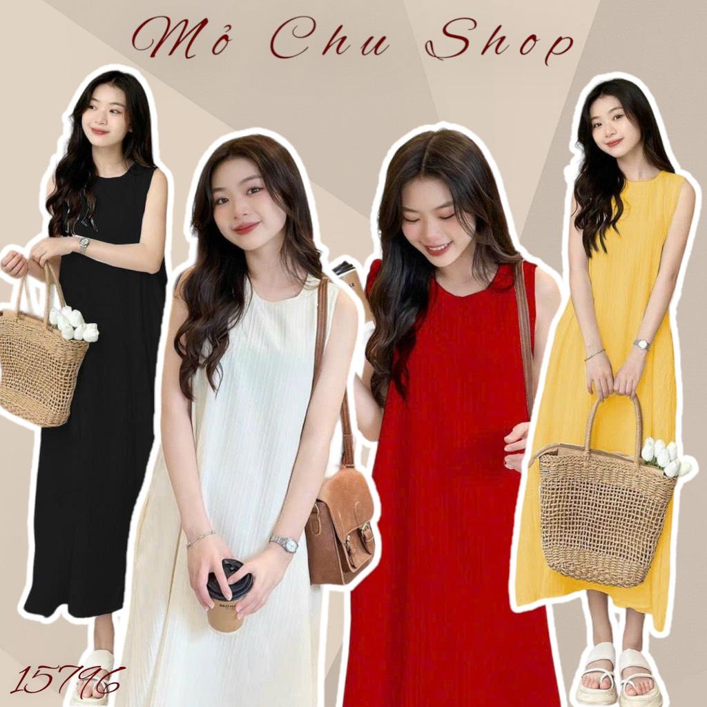 Đầm suông sát nách gân sọc