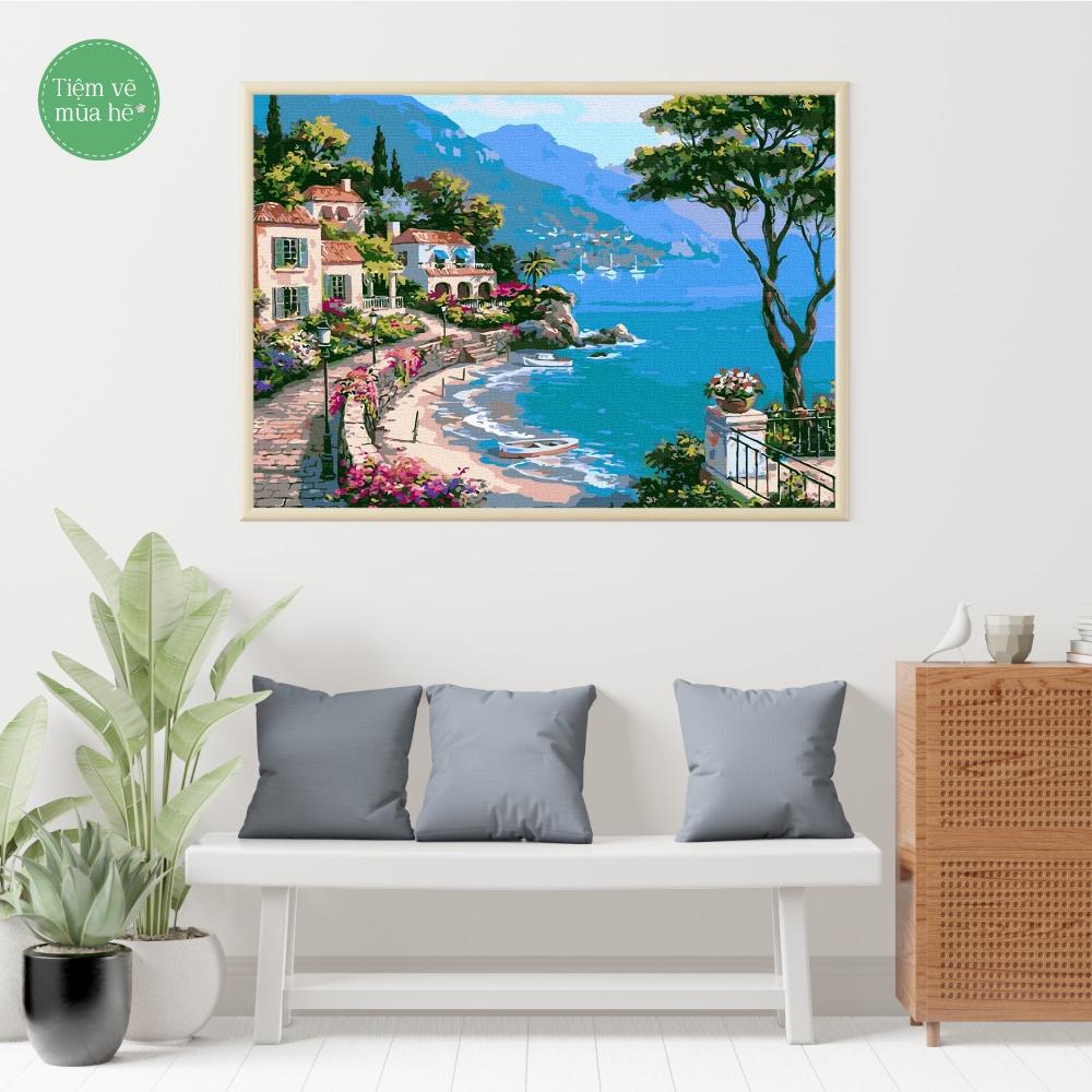 Tranh số hóa  - Bờ biển đầy nắng đã căng khung 40x50cm 28 màu