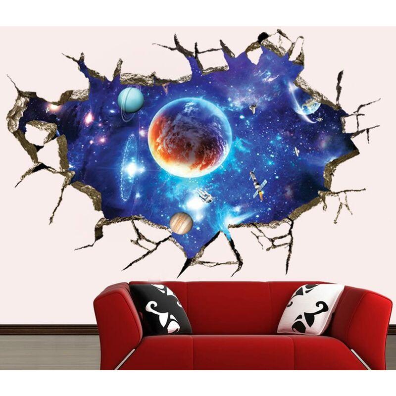 6090cm Broken Blue Outdoor Espace Galaxie Planet Sticker Tường có thể tháo rời