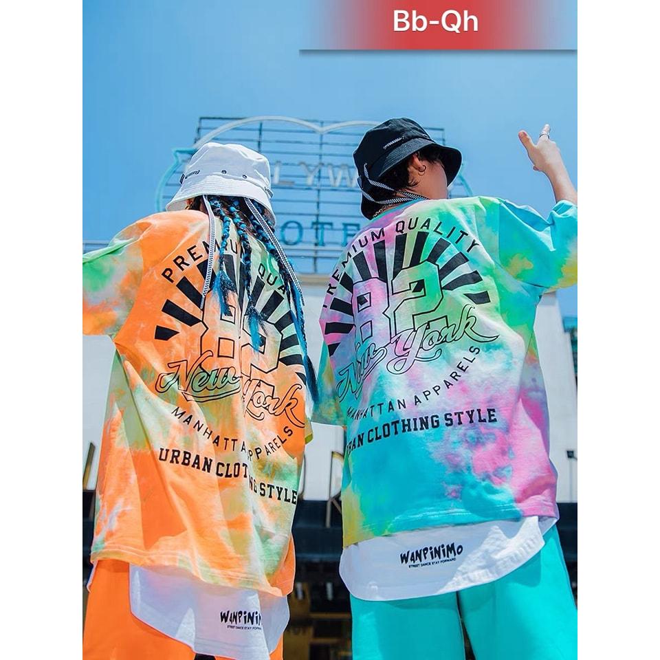 Đồ bộ cho bé trai và gái form rộng phong cách Hàn Quốc màu loang size 20-65KG chất thun cotton xịn mềm mịn mát