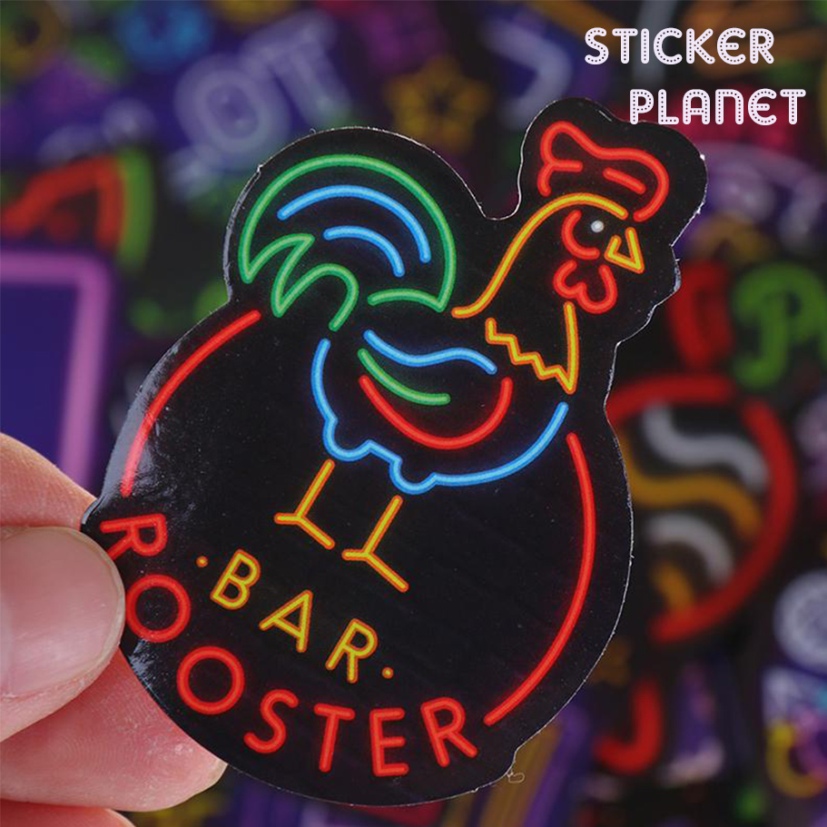 Bộ Sticker Tím neon Pastel Hình Dán Màu Purple Nhạt Decal Trang Trí Chống Nước Chất Lượng Cao