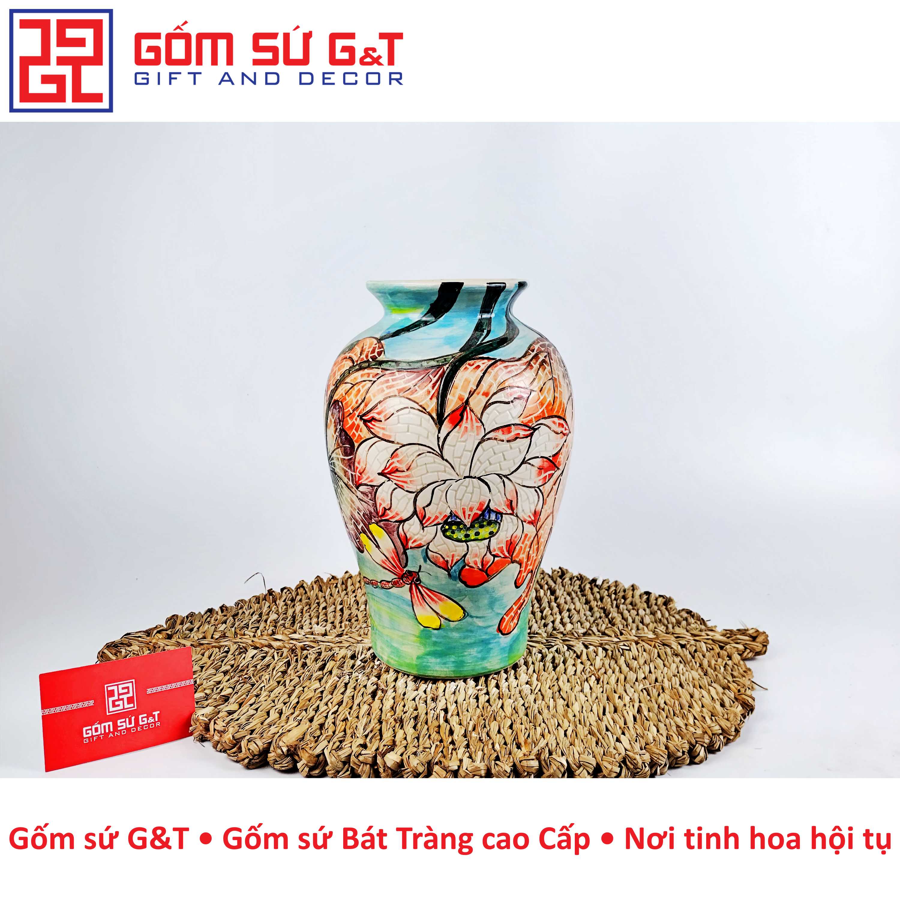 Lọ hoa chum sen chuồn Gốm Sứ G&amp;T