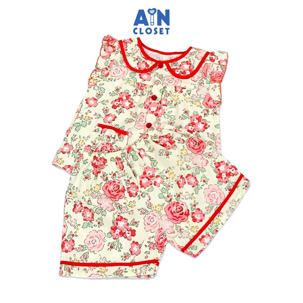 Bộ quần áo Ngắn bé gái họa tiết Hoa Hồng Đỏ cotton - AICDBG1NDX2C - AIN Closet