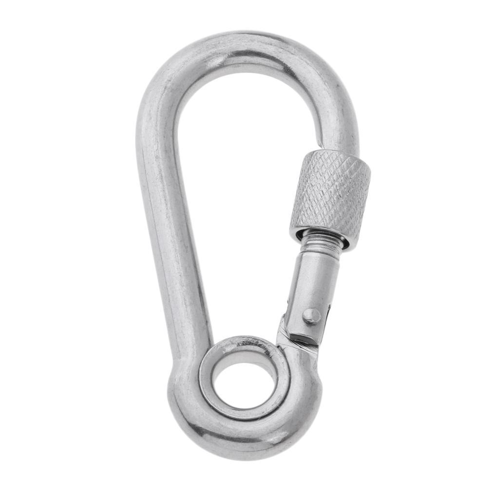 2x Stainless Steel Safety Carabiner Spring Screwgate for Camping Hammock